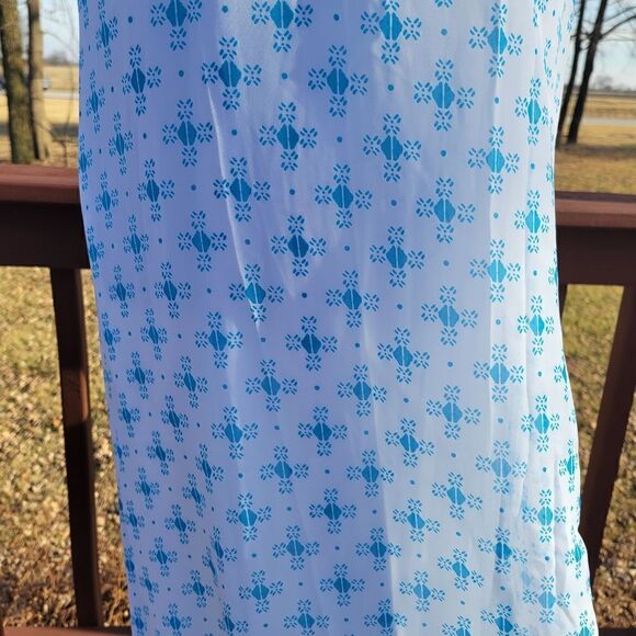 Old Navy White Blue Sleeveless Split V-Neck Geometric Print Shift Dress Size S - Picture 7 of 15